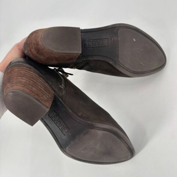 Frye Women's Judy Nubuck Leather Almond Toe Double Zip Ankle Boots Brown Size 10 - Picture 8 of 10